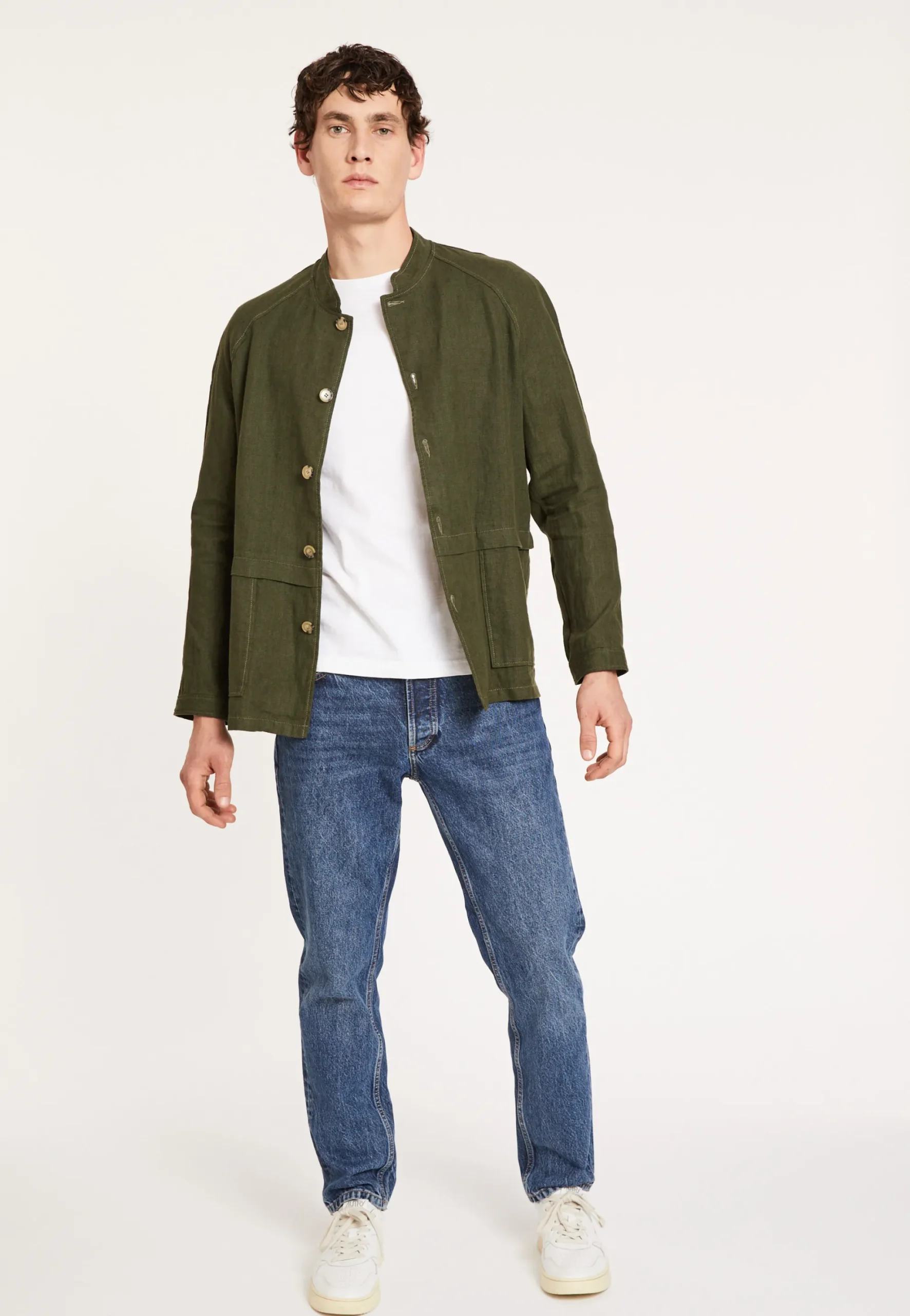 Maison Montagut Veste Boutonnee En Lin Avec Poches - Dallas>Homme Vestes Et Gilets