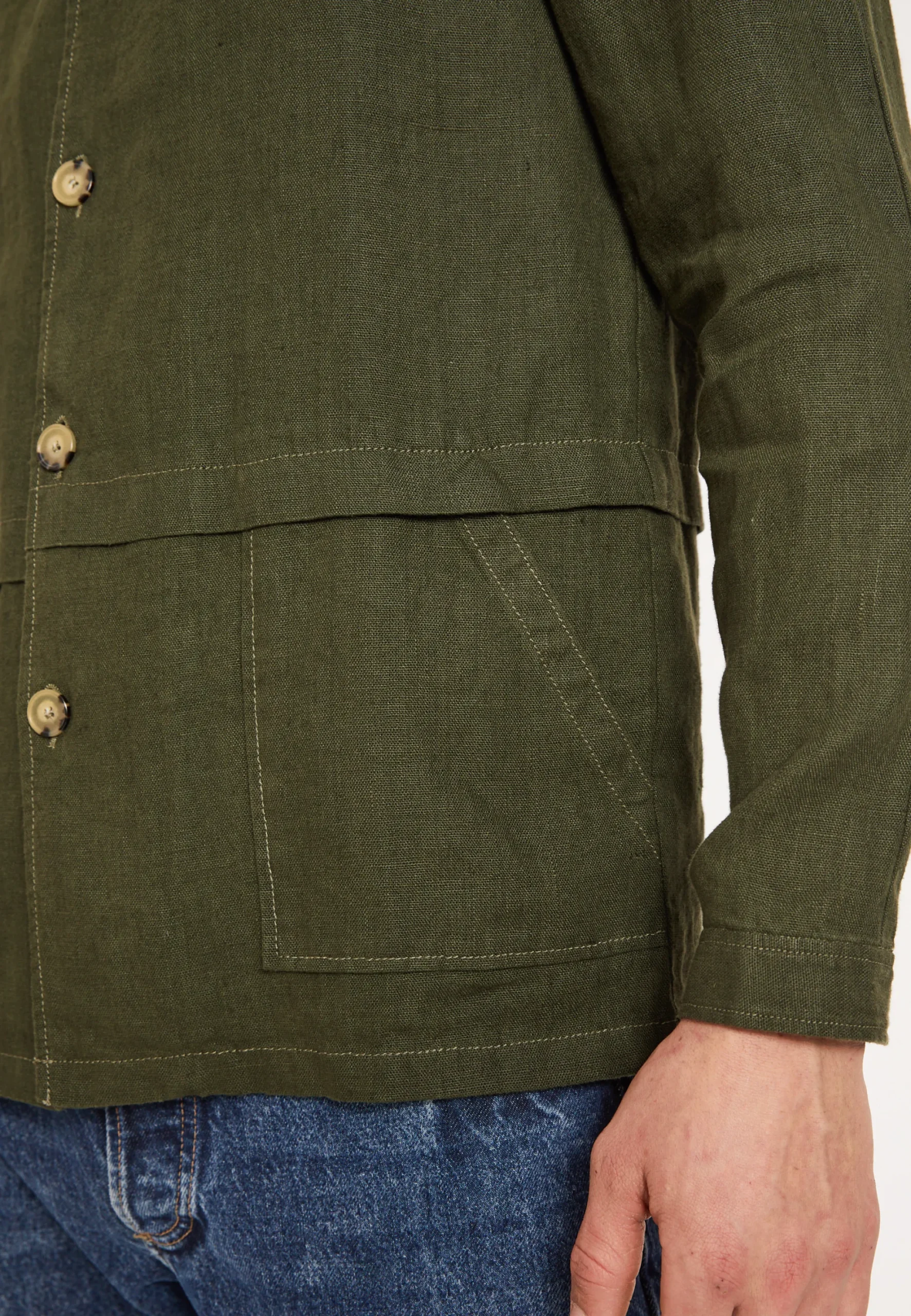 Maison Montagut Veste Boutonnee En Lin Avec Poches - Dallas>Homme Vestes Et Gilets